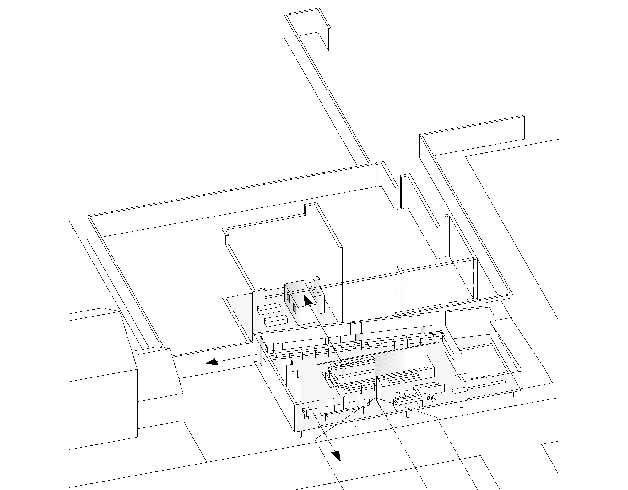 Bezug der Ausstellung zum Memorial. Zeichnung: © Bernhard Denkinger